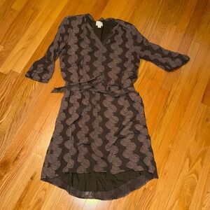 Caslon Olive Green Belted Dress 3/4 Sleeves Shift